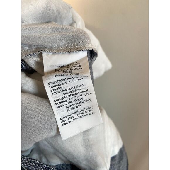 J.CREW Gingham Beauchamps Linen Spaghetti Strap Jumpsuit In Navy Ivory - Picture 8 of 8